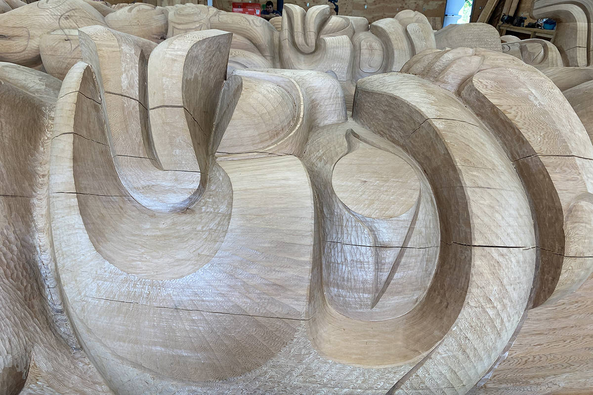 Carved Poles before Painting